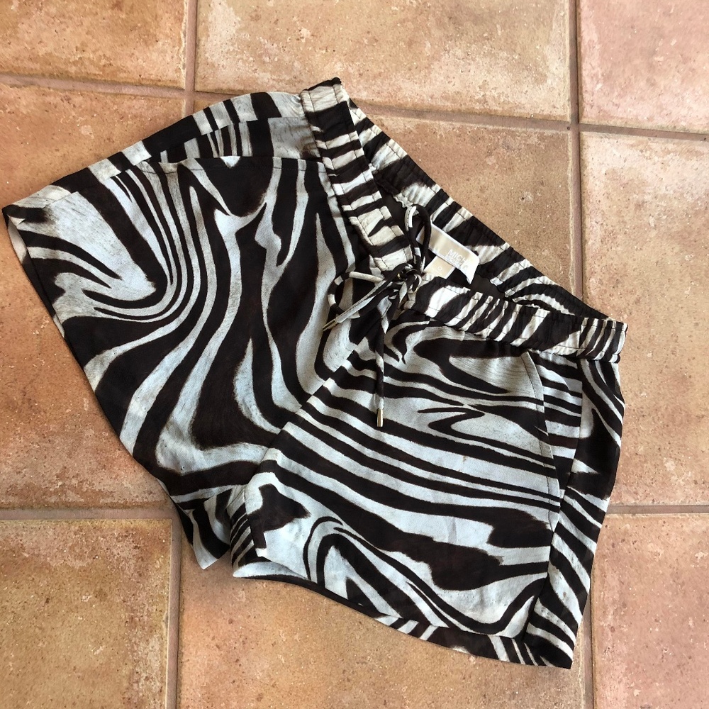 Michael Kors Zebra Striped Drawstring Shorts SZ 0